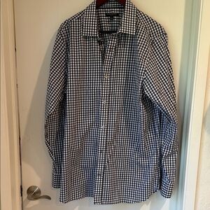 Banana Republic Men’s Navy & White Gingham Shirt slim fit XL VG Crisp as Spring